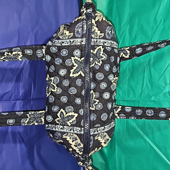 Vera Bradley Maple Leaf navy shoulder bag satchel purse blue coin Retired VGUC - Picture 6 of 13